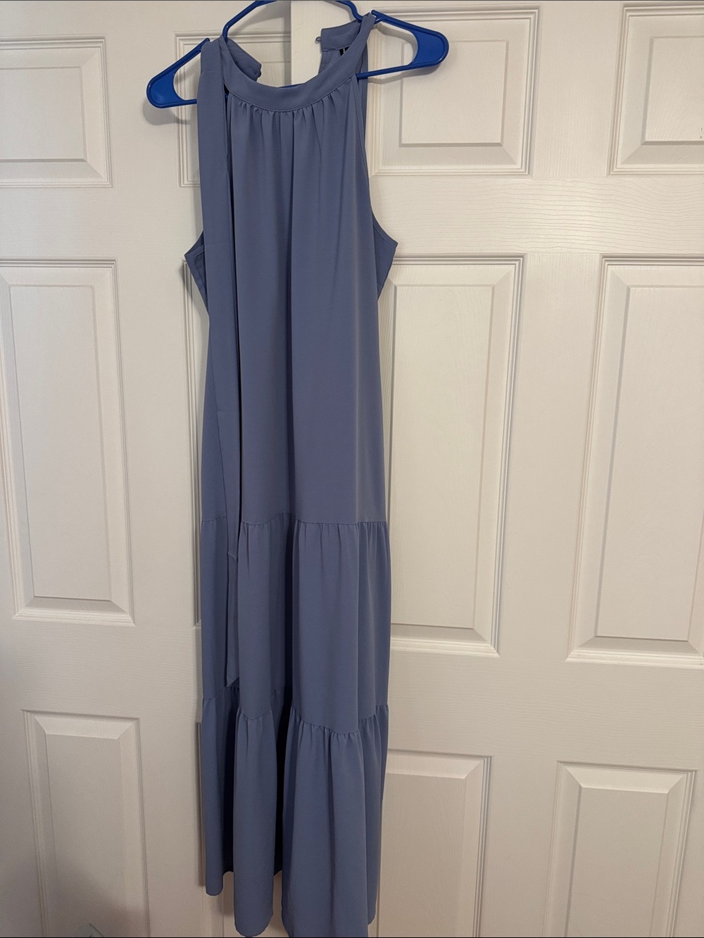 Sleeveless Tiered Maxi Dress in Dusty Blue